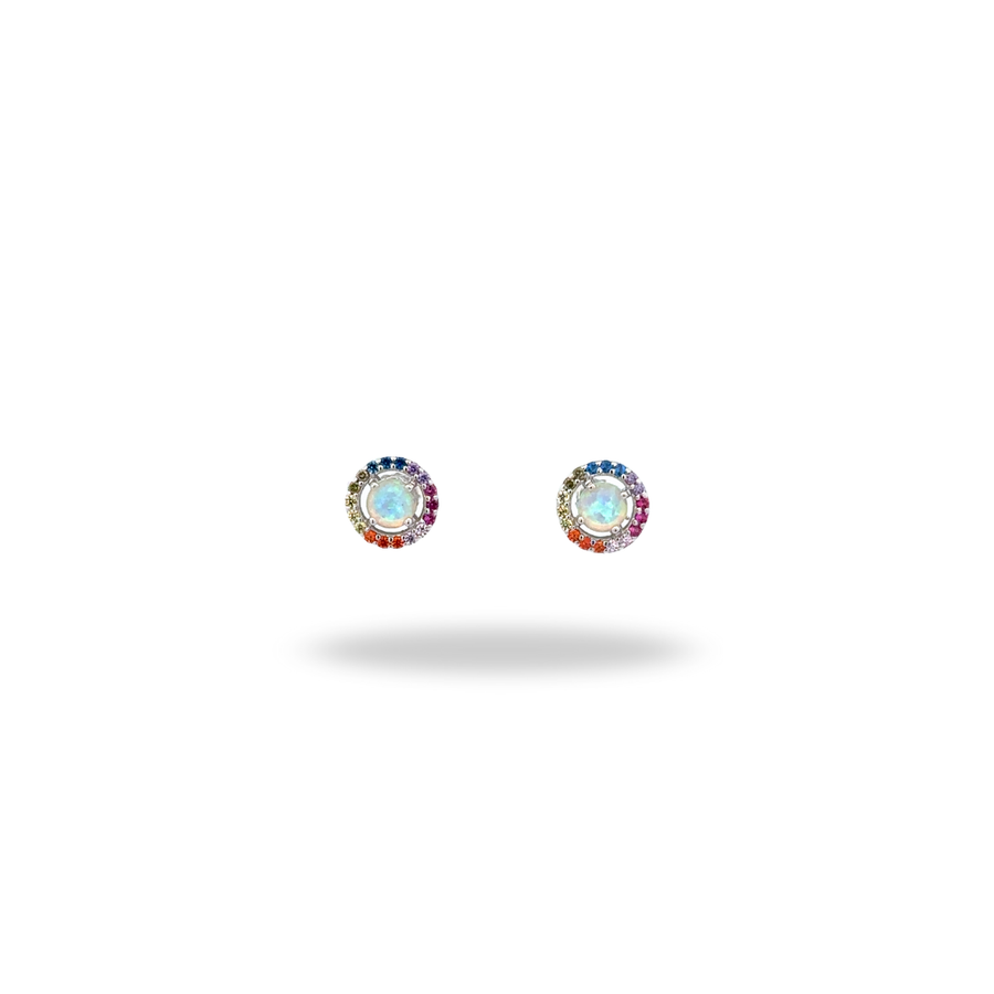Aretes Halo Ópalo – Plata 925 con rodio