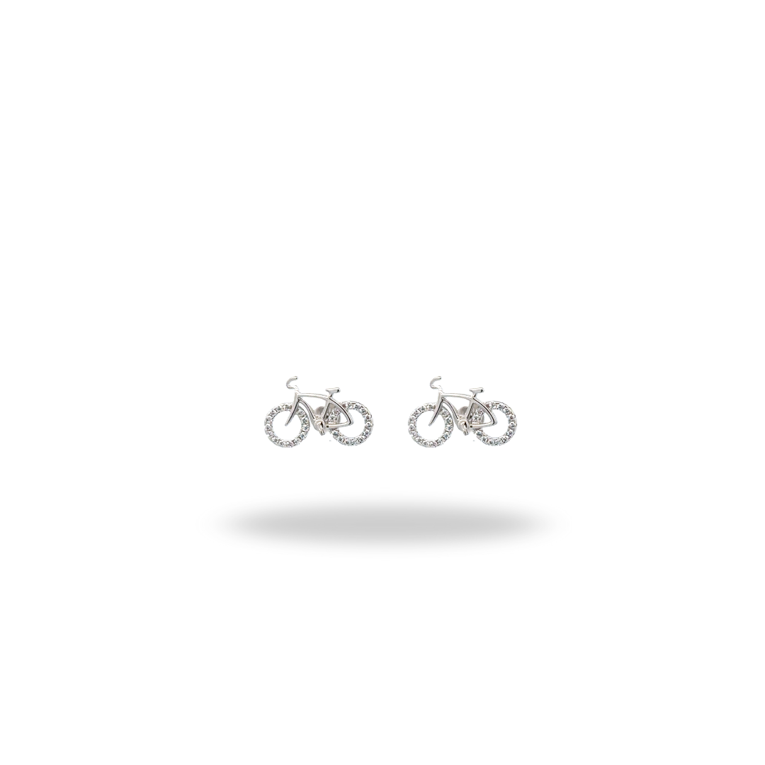 Aretes Bicicleta con Zirconias – Plata 925 con rodio