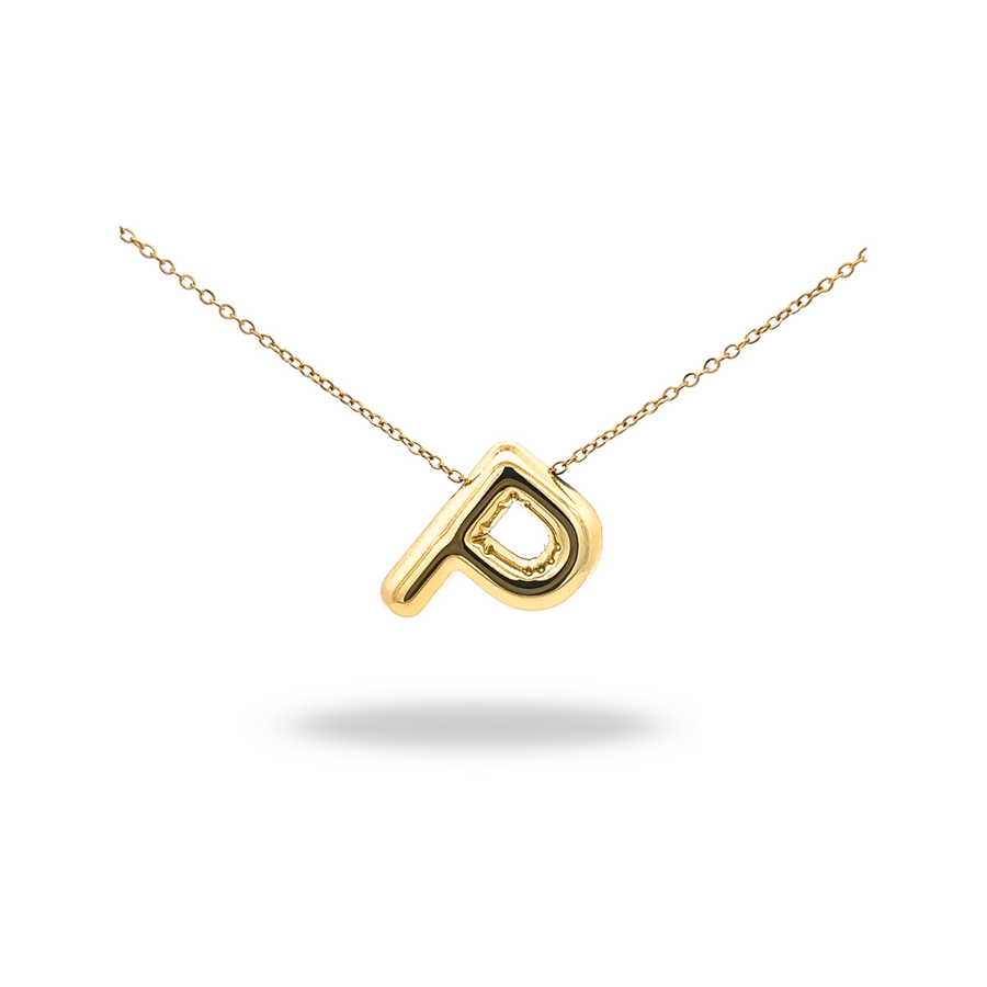 Collar Letra A Puffy Dorado – Tu inicial con volumen y estilo