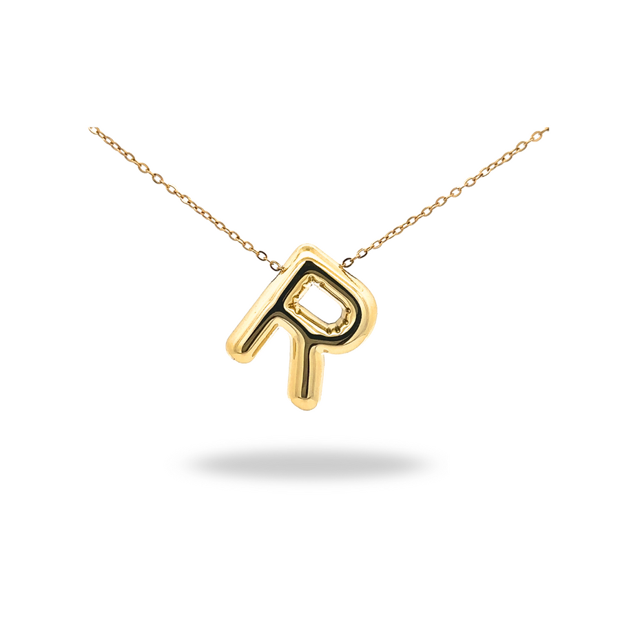 Collar Letra A Puffy Dorado – Tu inicial con volumen y estilo