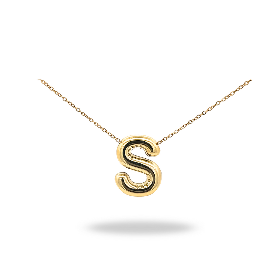 Collar Letra A Puffy Dorado – Tu inicial con volumen y estilo
