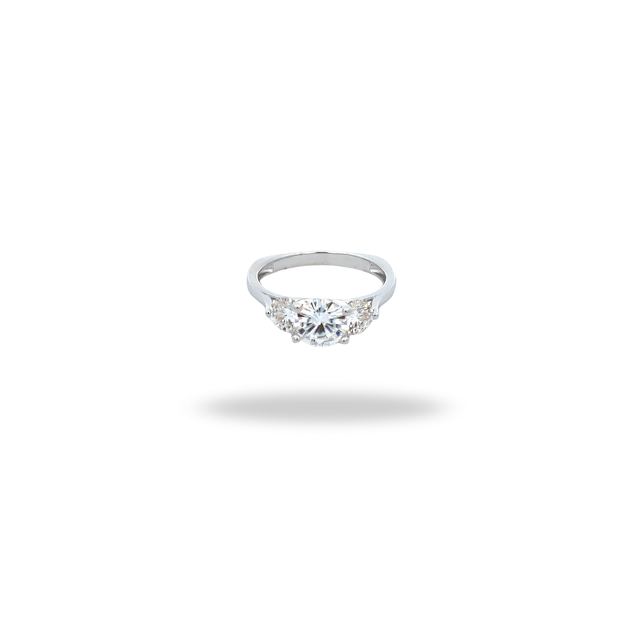 Anillo Promesa Trilogía – Plata 925 con rodio y moissanitas certificadas