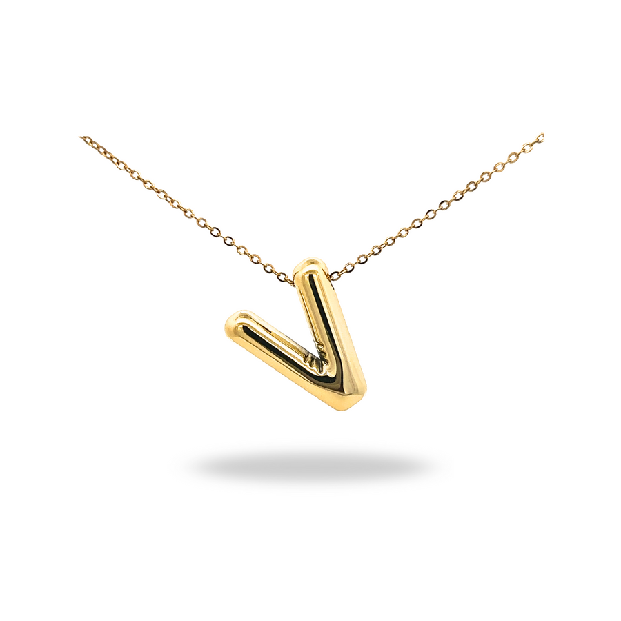 Collar Letra A Puffy Dorado – Tu inicial con volumen y estilo