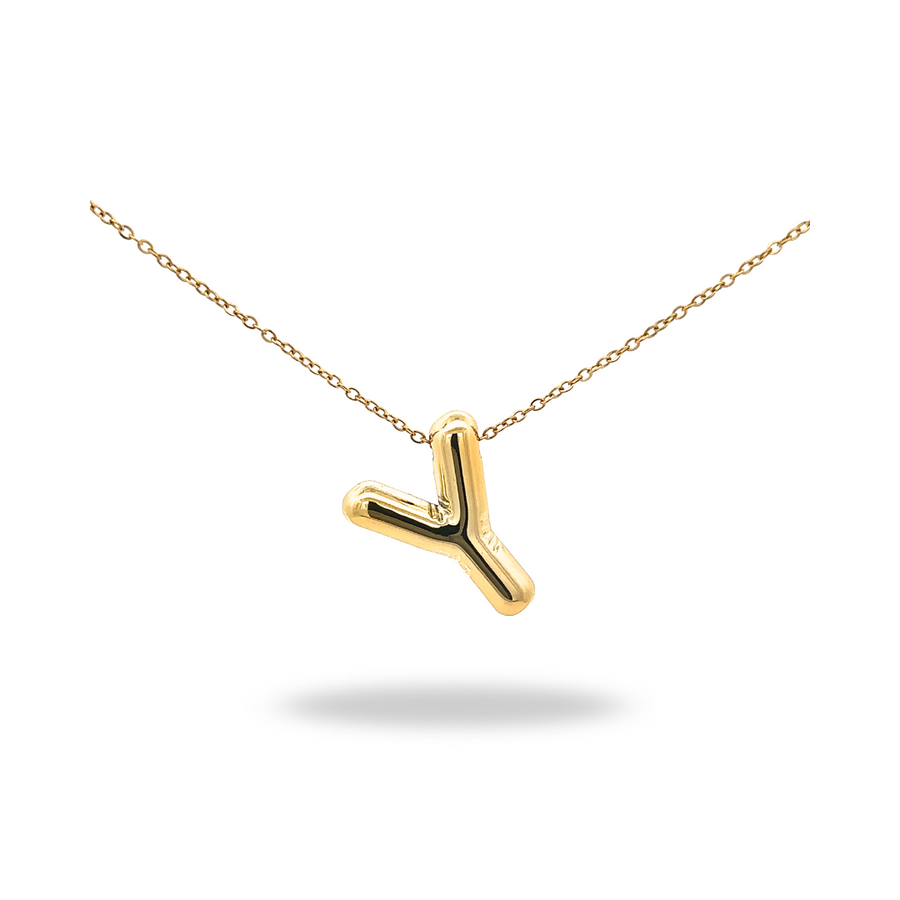 Collar Letra A Puffy Dorado – Tu inicial con volumen y estilo